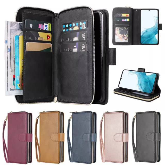 for Samsung Galaxy A10 A20 A30 A40 A30S A50 Zip Wallet Case Magnetic Flip Cover