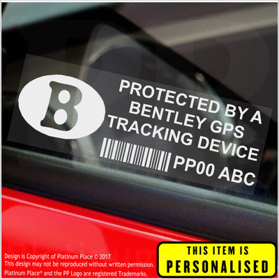 4 X BENTLEY PERSONALISED GPS Tracking Device-Security Stickers-Alarm ...