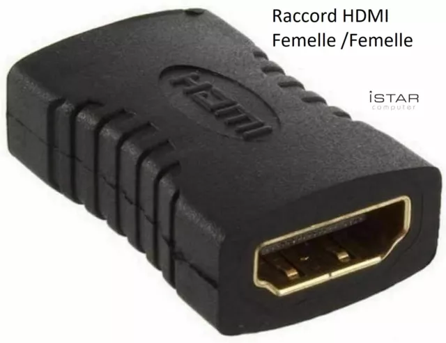 Raccord Adaptateur HDMI Femelle - Femelle Coupleur raccordement de 2 câbles HDMI