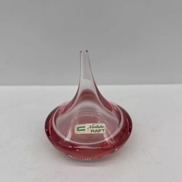 VTG Noritake Craft Handblown Art Glass Pink Rose Teardrop Vase Original Label