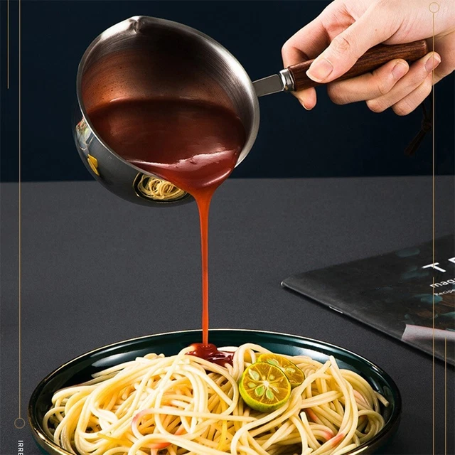 Padella per salse durevole con nastro sospeso sicura non tossica acciaio inox maniglia in legno