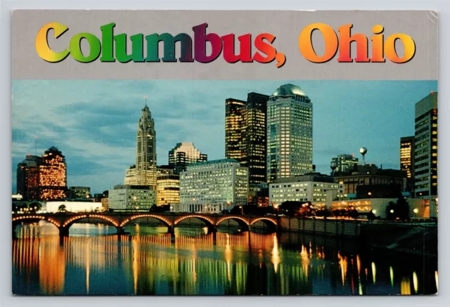 Columbus Ohio Skyline at Night View City Lights OH Postcard 4x6 Unposted
