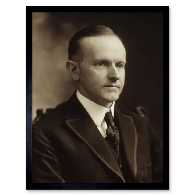 US President Calvin Coolidge Portrait Photo Framed Wall Art Picture Print 12x16