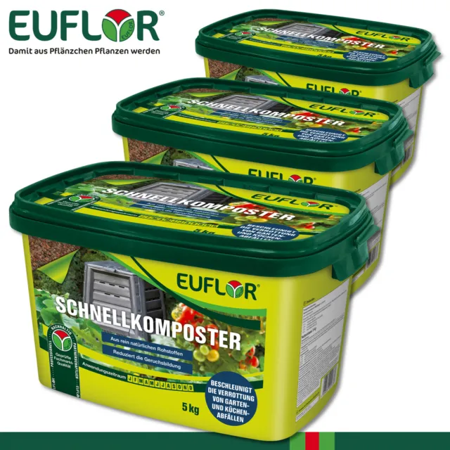 Euflor 3 x 5 kg Compostador Rápido NPK Fertilizante Microorganismos Pudrición Humus