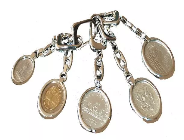 Portachiavi Argentati Con Anello Porta Moneta - Vari Diametri