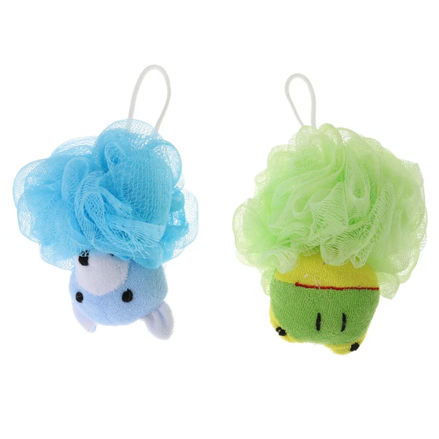 2 stücke Weiche Bad Ball Badeschwamm Niedlichen Cartoon Tier Schwamm Mesh Pouf S