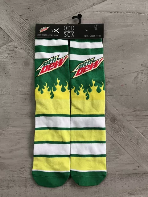 Odd Sox Mountain Dew Crew Socks, Adult Shoe Size 6-13 Gift Soda New