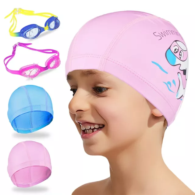 Kids Swimming Optical Goggles PU Swim Cap Anti-Fog Glasses Waterproof Anti-UV AU