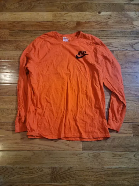 The Nike Tee Size XL Orange Athletic Cut Long Sleeve 100% Cotton 569921-89L