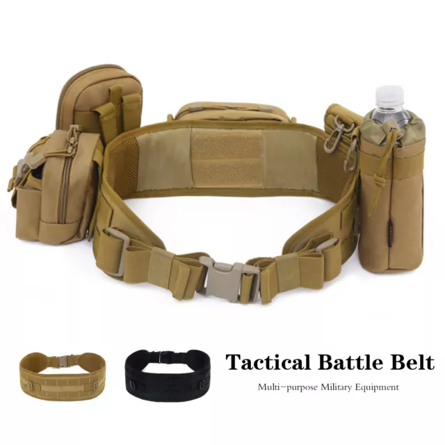 Tactical Airsoft Molle Battle Belt Army Padded Combat Webbing Belt Waist Belt UK