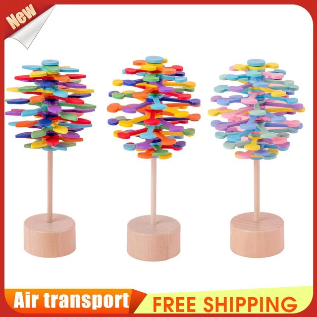 Wooden Helicone Wand Rotating Lolly Toy Children Decompression Educational Toys