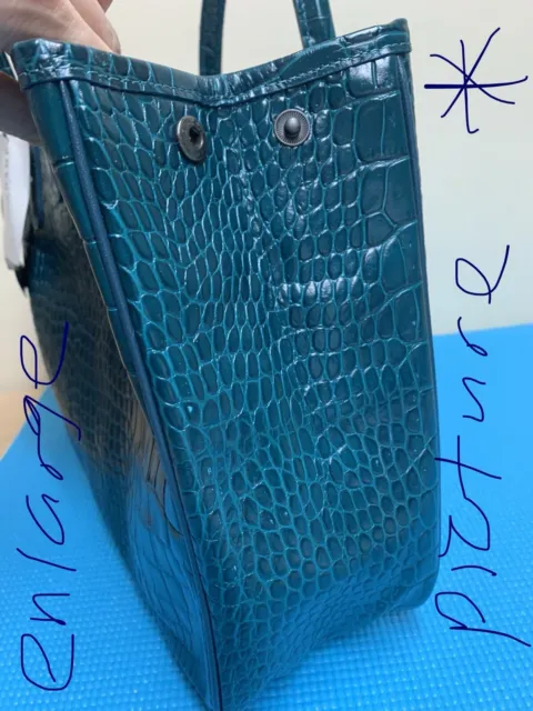 NWT LONGCHAMP CROC EMBOSSED ROSEAU Hobo Shopper Leather Tote Bag Duck Blue 11