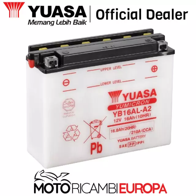 BATTERIA MOTO 12V 16AH YB16AL-A2 DUCATI 916 95-00 biposto YUASA DA 12 VOLT 16AH