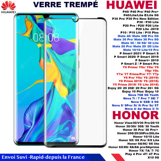 Verre Trempé HUAWEI Honor mate 30 20 10 9 8 7 9X 8X 8S P10 P20 P30 P40 LITE PRO