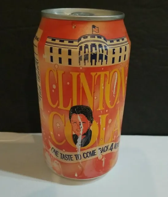 Vintage President Bill Clinton Cola Can-Do Empty - Opened On Bottom Soda Can