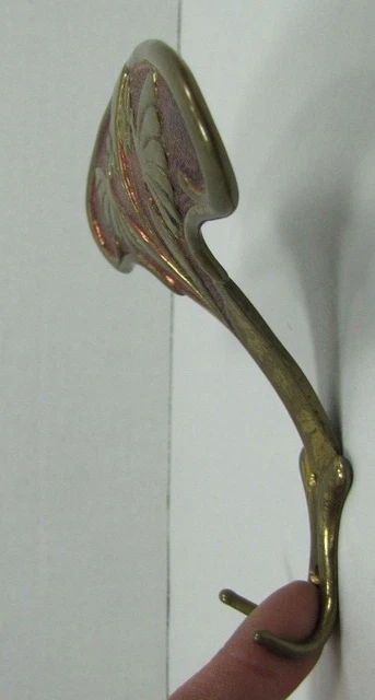 Antique Bronze Art Nouveau Hanger Hook Bracket Butterfly Flower ornate brass wsh 7