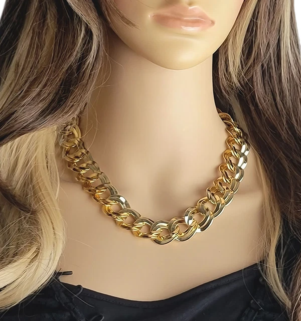 Ky & Co Double Link Thick Chain Necklace Gold Tone Chunky 18" Made in USA