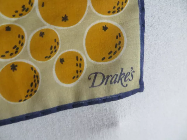 Drake's Orange Fruit Pocket Square Made In Italy New With Tag