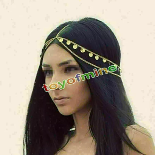 Mujeres Moda Metal Estrás Cabeza Cadena Joyería Diadema Pieza para la cabeza Banda para el cabello