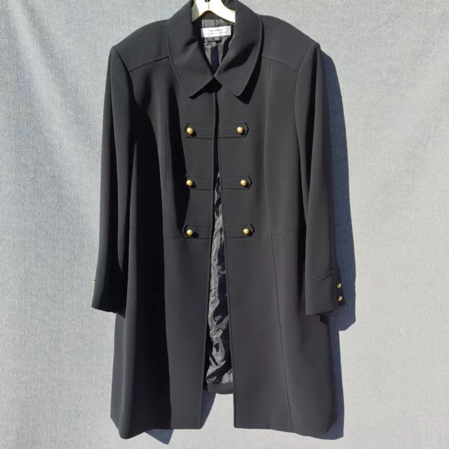TAHARI Arthur S. Levine Long Military Blazer Dress Coat Womens Plus 22W Navy Blu