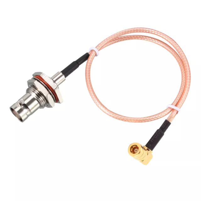 SMB Female L-shape to BNC Bulkhead RF Coax Jumper Cable 50cm 1.6ft RG316 Pigtail