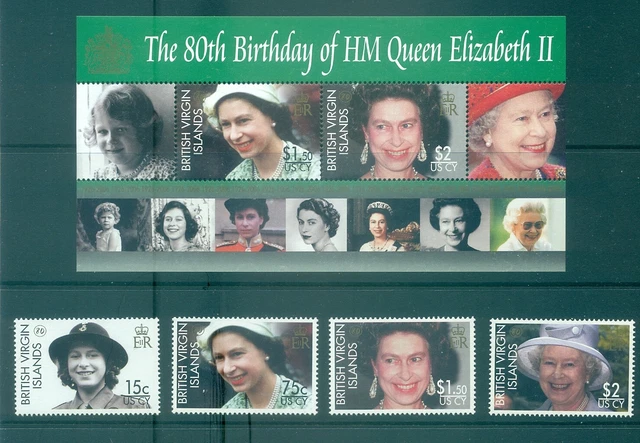 Virgin Is. - Sc# 1068-72. 2006 QEII 80th Birthday. MNH $22.50.