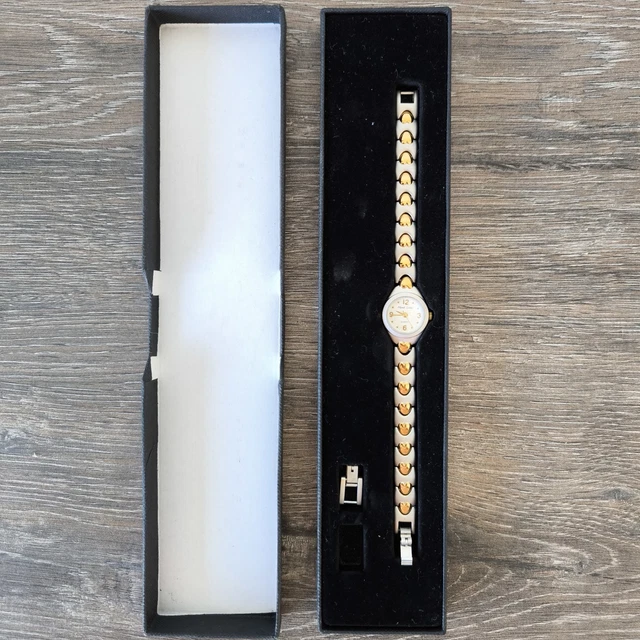 Montre Vintage Femme Michel Delaby Dorée Et Grise - Quartz, 36g, Référence W1042