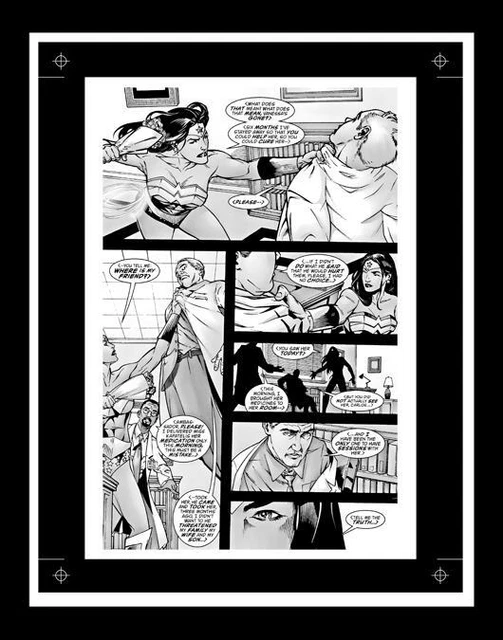 Drew Johnson Wonder Woman #199 Rare Production Art Pg 13 Monotone