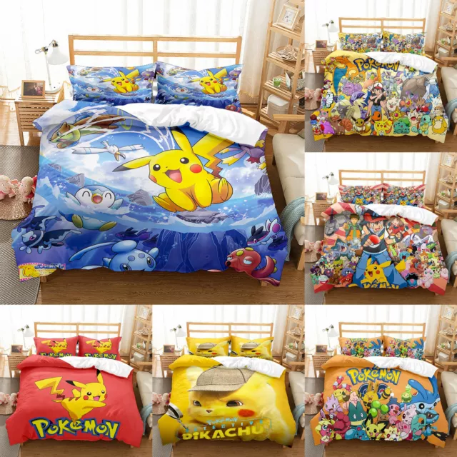 2tlg. Pokémon Pikachu Kinder Bettwäsche Set Bettbezug Kissenbezug 135 X 200CM