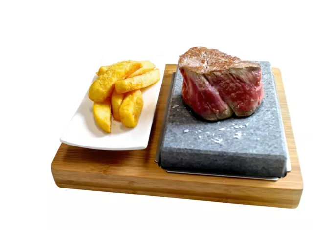 Hot Stone Cooking Steak on the Stone Black Rock Grill Set Lava Sizzling Plate