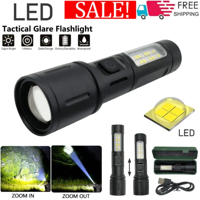 25000000LM Lampe Torche LED Ultra Puissante Lampe de Poche Rechargeable Tactique