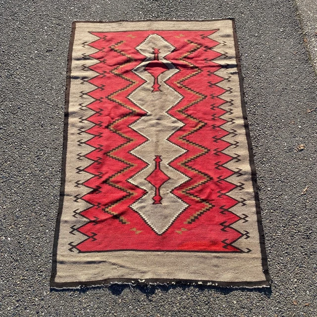 Antique Vtg Navajo American Indian Transitional Rug Blanket early 20th century