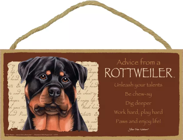 Advice From A ROTTWEILER Dog Head 5 x 10 Wood SIGN Plaque USA Made