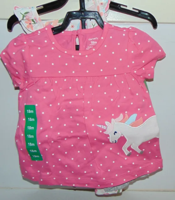 Carters Baby Girls 18 Months Outfits Set 4 Pieces Shorts Shirts Unicorn Summer