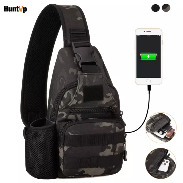 Huntvp Tactical Military Mens Chest Sling Bag Shoulder Backpack Messenger Pack