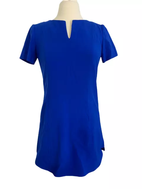 Tahari ASL Womens Blue Short Sleeve Split Neck Mini Short Dress Size 4P