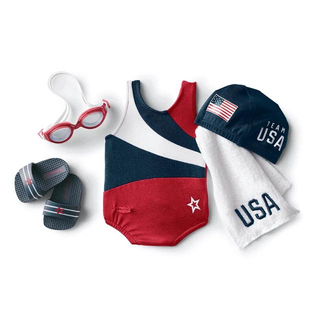 American Girl 18" Doll Retired Team USA Swim Gear Outfit Set NIB