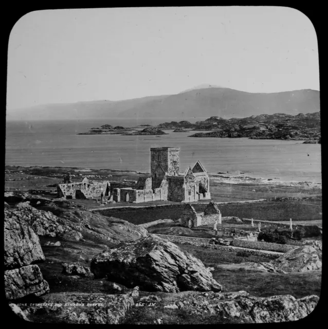 Magic Lantern Slide IONA CATHEDRAL C1888 VICTORIAN PHOTO SCOTLAND JV ANTIQUE