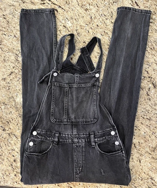Old Navy Girls Overalls Denim Jeans Black Distressed Kids Size XXL 16