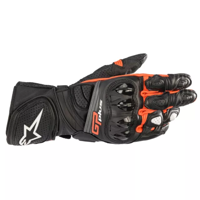 Alpinestars GP Plus R V2 Black red Fluo Motorcycle Leather Race Gloves