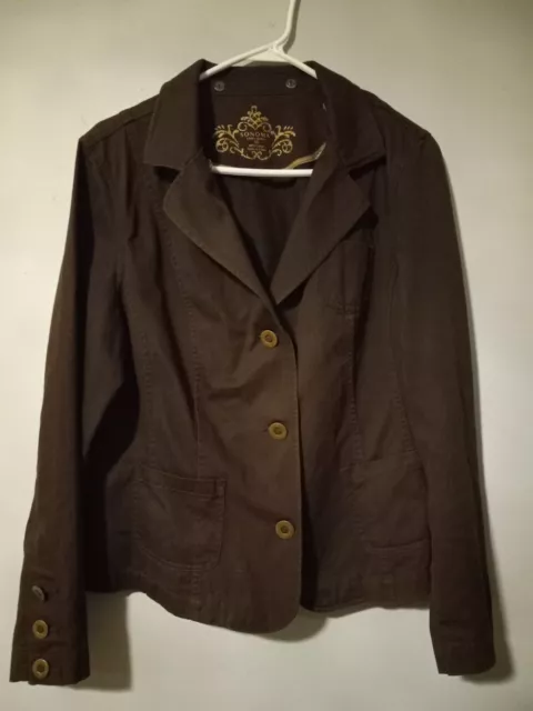 Sonoma Life Style Women's Jacket Brown XL Blazer Button Front Coat *662