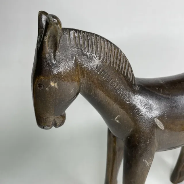 Vintage Hand-Carved Solid Wood Donkey Mule Honduras Carving Figurine Figure