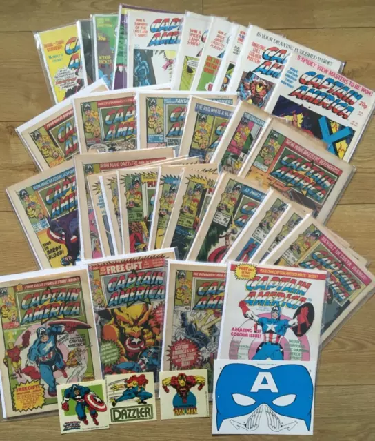 Captain America #1 - 59 Complete Run with 4 x FREE GIFTS (Marvel UK 1981 - 1982)