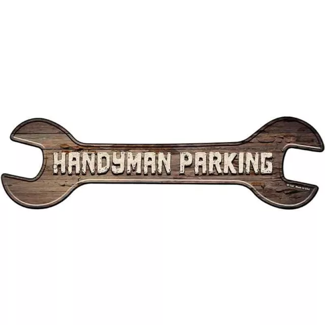Handyman Parking Metal Wrench Sign 17"x5" Plaque for Home Door Garage Wall
