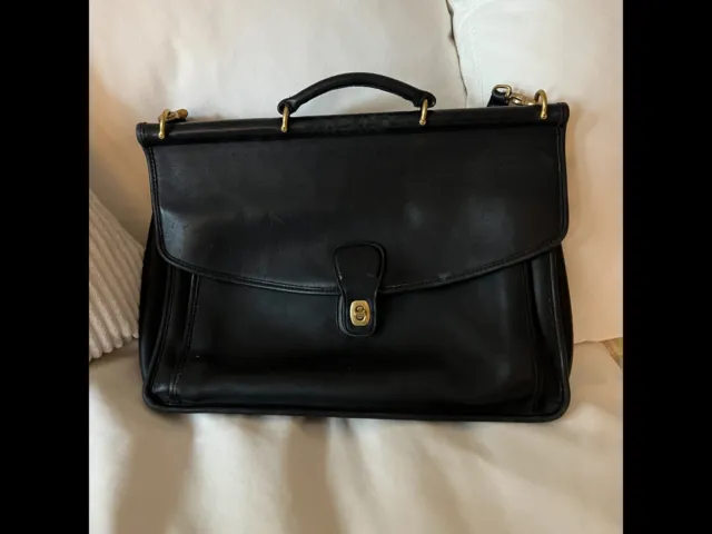 Coach, Bags, 9s Vintage Coach 5266 Beekman Vintage Black Leather  Briefcase Messenger Bag