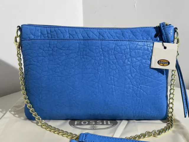 Women's Fossil leather bag in a stunning cobalt... - Depop
