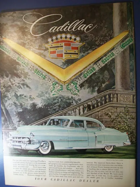 1953 Cadillac large-mag car ad - jewels by Van Cleef & Arpels