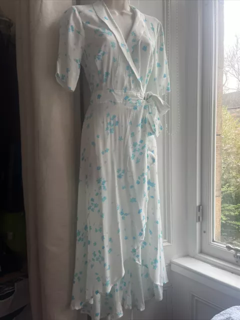 GANNI Creamy White Tilden Summer Wrap Dress Sexy Mini Midi Frill UK6 32 XXS RARE