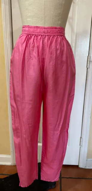 Vintage 80s ESPRIT High Waist PINK Silk Pants Size Small