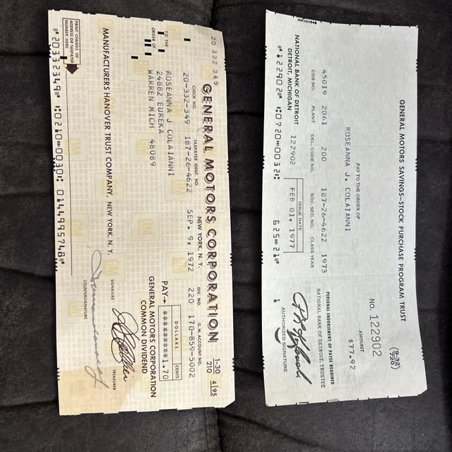 Vintage General Motors Stock Dividend Certificates